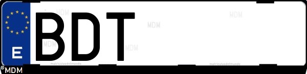 Matrícula española BDT, correspondiente al año 2001