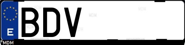 Matrícula española BDV, correspondiente al año 2001