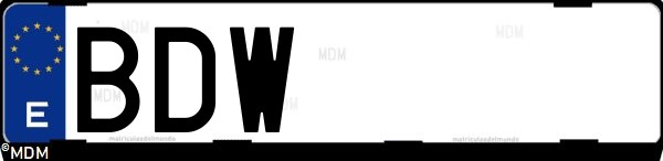 Matrícula española BDW, correspondiente al año 2001