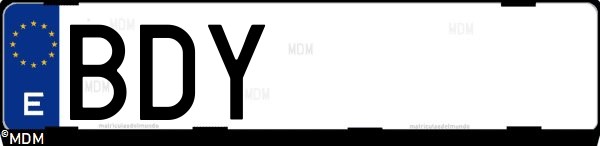 Matrícula española BDY, correspondiente al año 2001