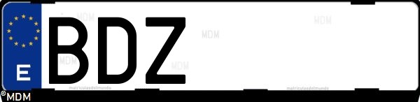 Matrícula española BDZ, correspondiente al año 2001