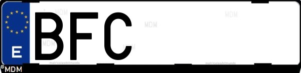 Matrícula española BFC, correspondiente al año 2001