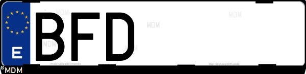 Matrícula española BFD, correspondiente al año 2001
