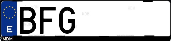 Matrícula española BFG, correspondiente al año 2001