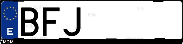 Matrícula española BFJ, correspondiente al año 2001