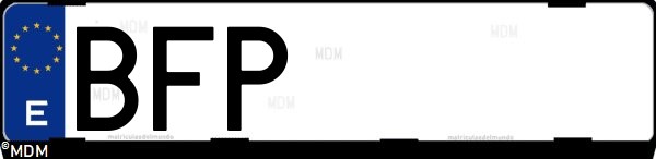 Matrícula española BFP, correspondiente al año 2001