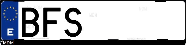 Matrícula española BFS, correspondiente al año 2001