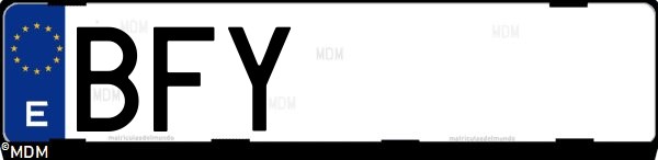 Matrícula española BFY, correspondiente al año 2001