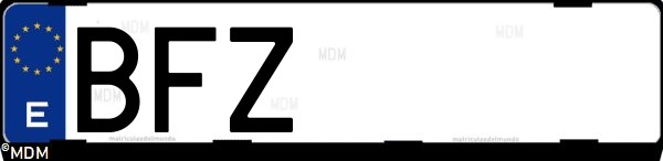 Matrícula española BFZ, correspondiente al año 2001