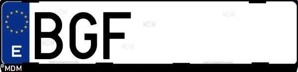 Matrícula española BGF, correspondiente al año 2001