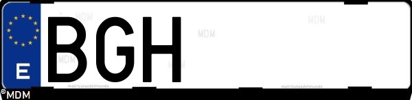 Matrícula española BGH, correspondiente al año 2001