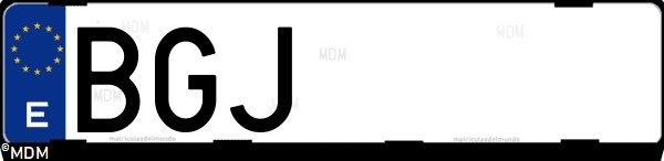 Matrícula española BGJ, correspondiente al año 2001