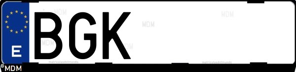 Matrícula española BGK, correspondiente al año 2001