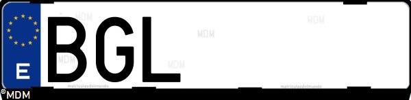 Matrícula española BGL, correspondiente al año 2001