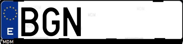Matrícula española BGN, correspondiente al año 2001