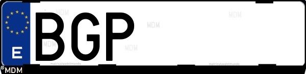 Matrícula española BGP, correspondiente al año 2001