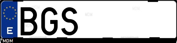 Matrícula española BGS, correspondiente al año 2001