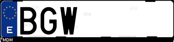 Matrícula española BGW, correspondiente al año 2001