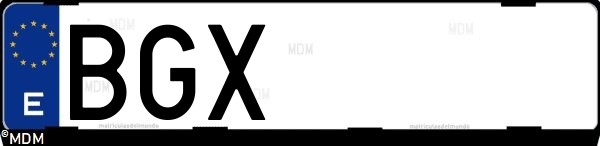 Matrícula española BGX, correspondiente al año 2001