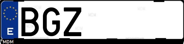 Matrícula española BGZ, correspondiente al año 2001