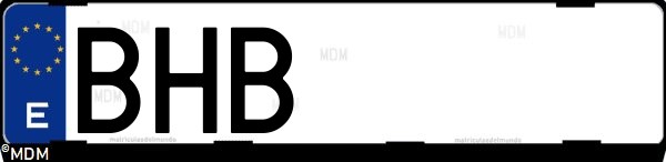 Matrícula española BHB, correspondiente al año 2001