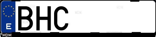 Matrícula española BHC, correspondiente al año 2001
