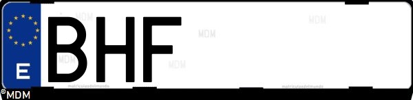 Matrícula española BHF, correspondiente al año 2001