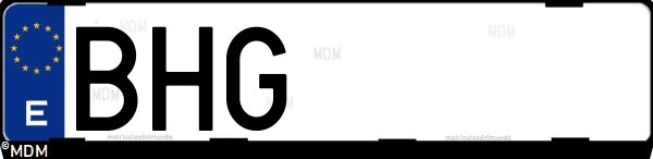 Matrícula española BHG, correspondiente al año 2001
