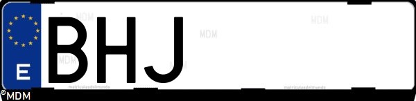 Matrícula española BHJ, correspondiente al año 2001