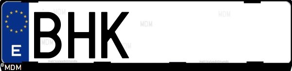 Matrícula española BHK, correspondiente al año 2001