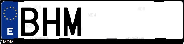 Matrícula española BHM, correspondiente al año 2001