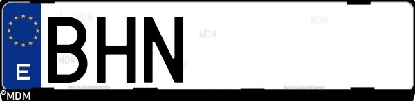 Matrícula española BHN, correspondiente al año 2001