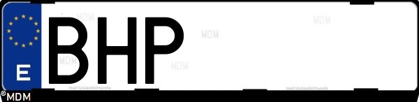 Matrícula española BHP, correspondiente al año 2001
