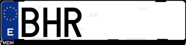 Matrícula española BHR, correspondiente al año 2001