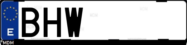 Matrícula española BHW, correspondiente al año 2001