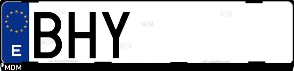 Matrícula española BHY, correspondiente al año 2001