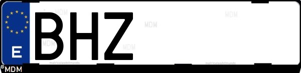 Matrícula española BHZ, correspondiente al año 2001