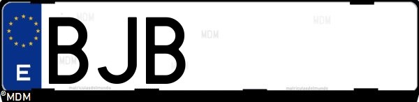 Matrícula española BJB, correspondiente al año 2001
