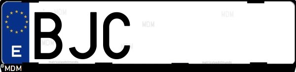 Matrícula española BJC, correspondiente al año 2001
