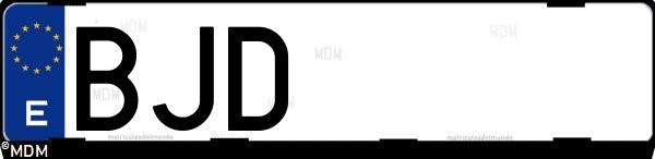 Matrícula española BJD, correspondiente al año 2001