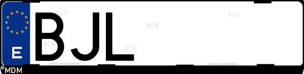 Matrícula española BJL, correspondiente al año 2001