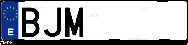 Matrícula española BJM, correspondiente al año 2001