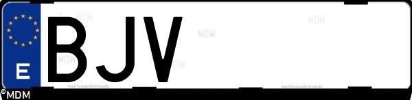 Matrícula española BJV, correspondiente al año 2001