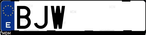 Matrícula española BJW, correspondiente al año 2001