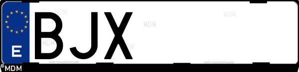 Matrícula española BJX, correspondiente al año 2001