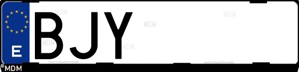 Matrícula española BJY, correspondiente al año 2001