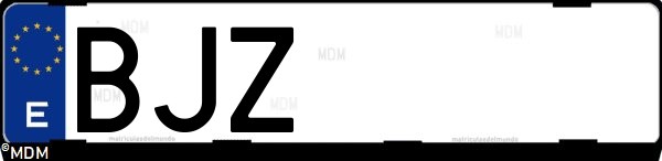 Matrícula española BJZ, correspondiente al año 2001