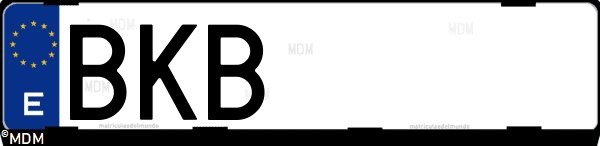 Matrícula española BKB, correspondiente al año 2001