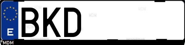 Matrícula española BKD, correspondiente al año 2001