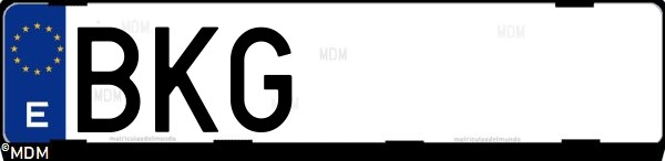 Matrícula española BKG, correspondiente al año 2001